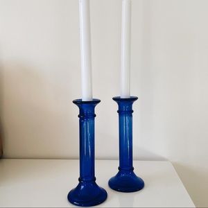 SOLD 💙 Cobalt Blue Candle Holders